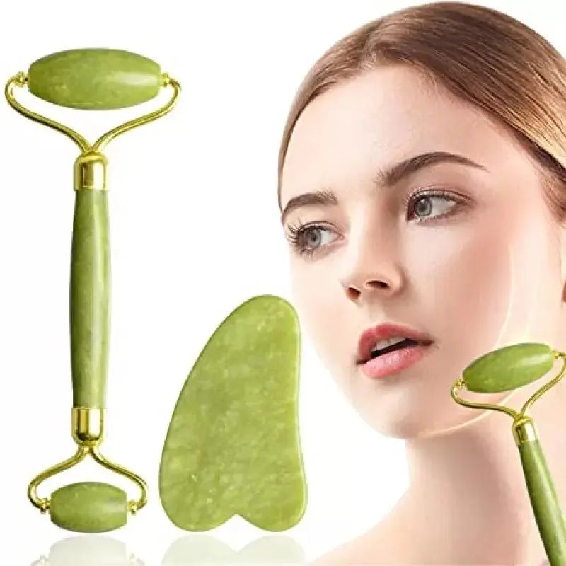 Jade Roller & Gua Sha Set – Natural Facial Massager for Skin Care & Anti-Aging dubabuy