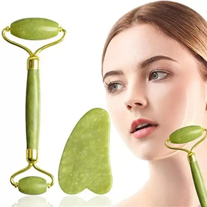 Jade Roller & Gua Sha Set – Natural Facial Massager for Skin Care & Anti-Aging dubabuy