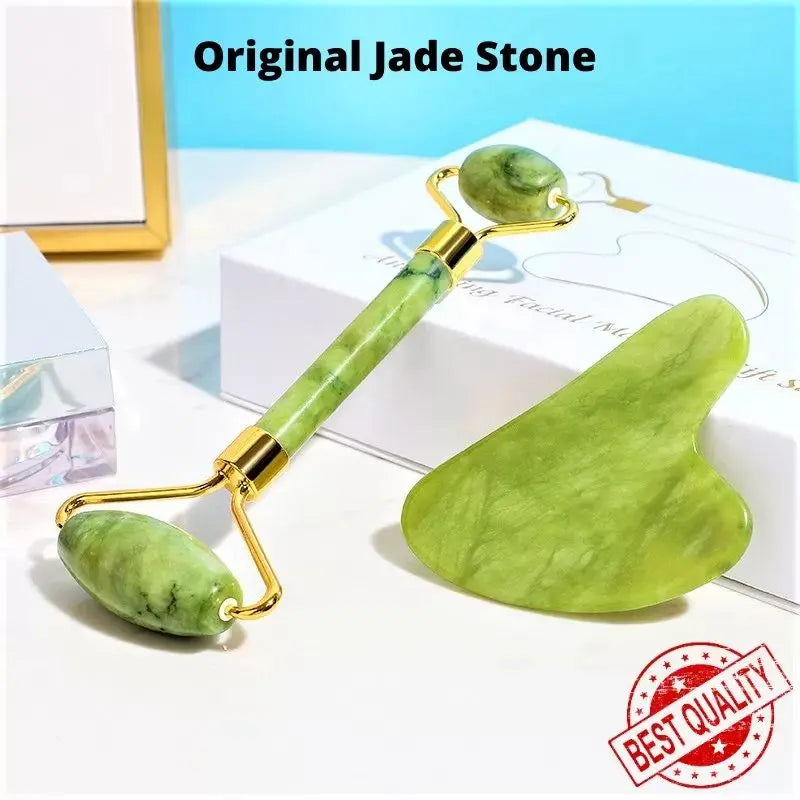 Jade Roller & Gua Sha Set – Natural Facial Massager for Skin Care & Anti-Aging dubabuy