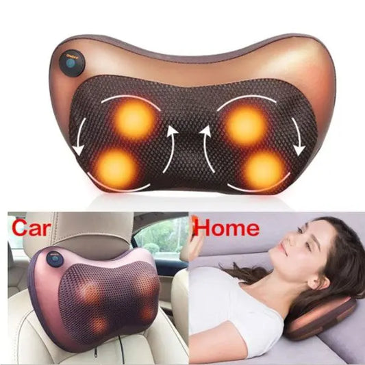 Heated Shiatsu Pillow Massager – Deep Kneading Neck & Back Electric Massage Cushion for Home & Car dubabuy
