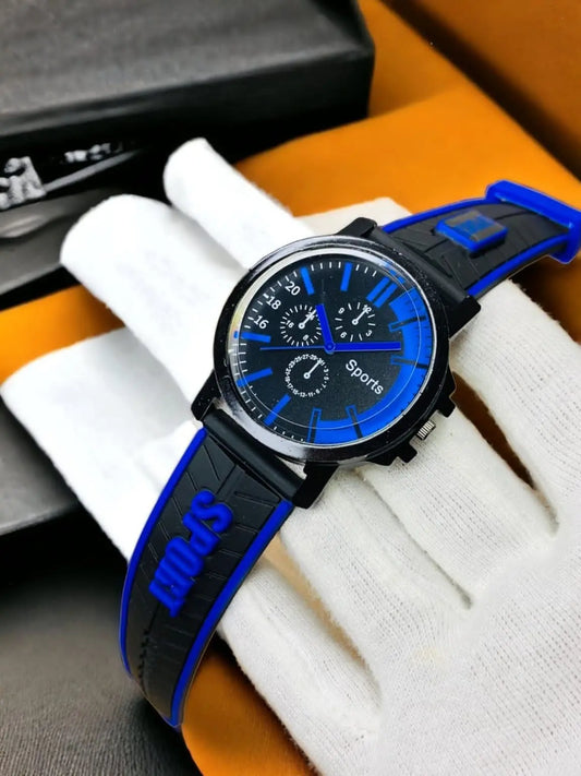 Blue Stylish Sports Analog Watch for Men & Boys dubabuy